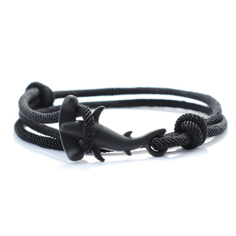 Noter Fashion Mens Bracelet Handmade Adjustable Marine Animals Shark Braclet Double Layer Cord Chain Surfing Braslet Beach Joias