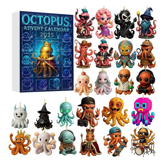 Caw-F Advent Calendar 2025 Chicken Ornaments 24-Day Countdown Box Christmas Tree Hanging Decor Multifunctional Holiday Decoration for Kids