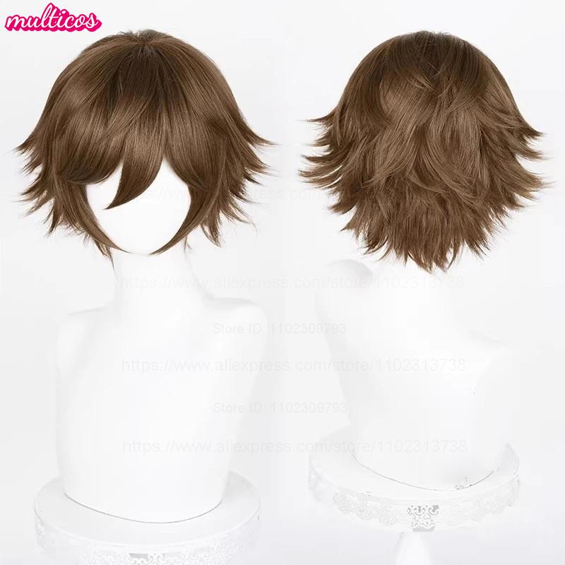 Parrucca Cosplay 32cm Capelli Corti con Punte Rivoltate Bianco Argento Grigio Nero Marrone Rosso Giallo Biondo Verde Blu Viola Resistenti al Calore Parrucche