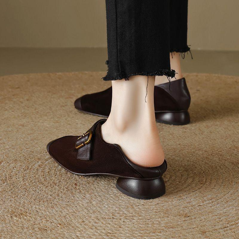 Really soft 2025 Mary single shoes spring and autumn deep mouth retro new matte square head versatile flat heel soft sole leather shoes