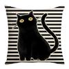 New Halloween Black Cat Striped Linen Pillow Cover Ghost Retro Elements Home Living Room Bedroom Sofa Decoration
