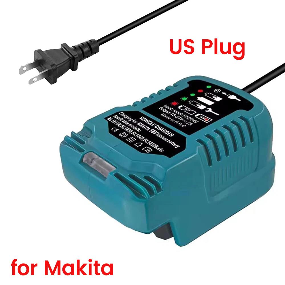 For Makita 18V Lithium Battery Charger With Cigarette Lighter Plug LED Indicator Mini Vehicle Charger for Makita BL1850 BL1830