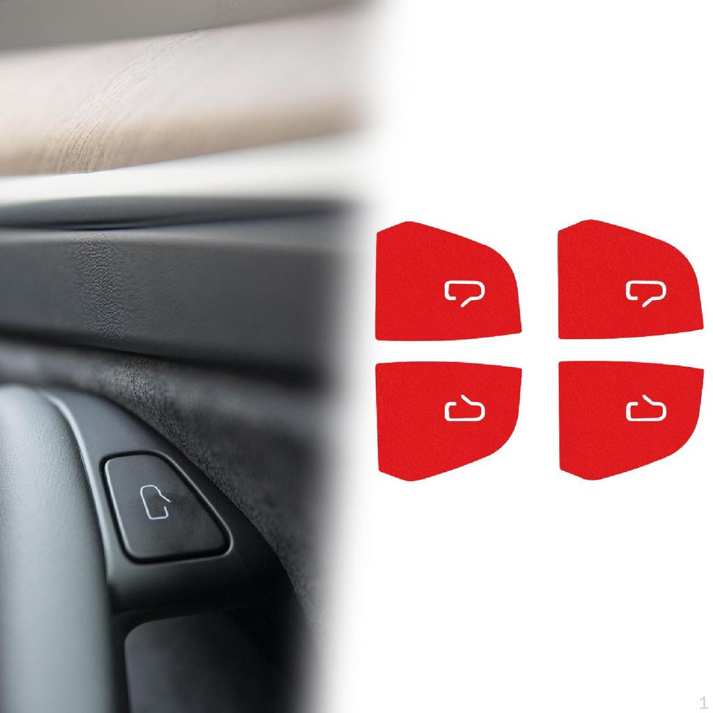 4 Pieces Car Door Switch Button Stickers Covers Interior Decoration Premium Replacement