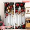 2D Flat Printing 2pcs Merry Christmas Popular Drapes Red and Gold Ball Pine Branch Snowflake Versatile Polyester Without