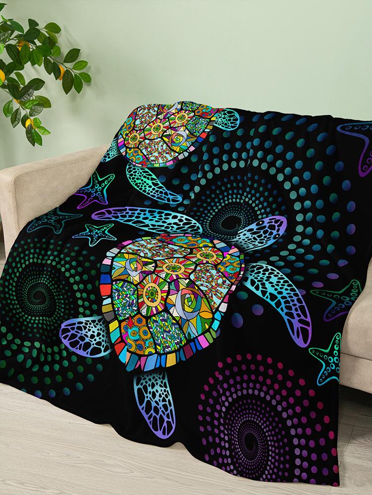 

Flannel Blanket Sea Animals Turtle Blanket Crystal Fleece Blanket Spring And Autumn 120X90cm