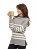 Women's Classic Long Sleeve Striped Turtleneck Sweater MORAJ L Gray