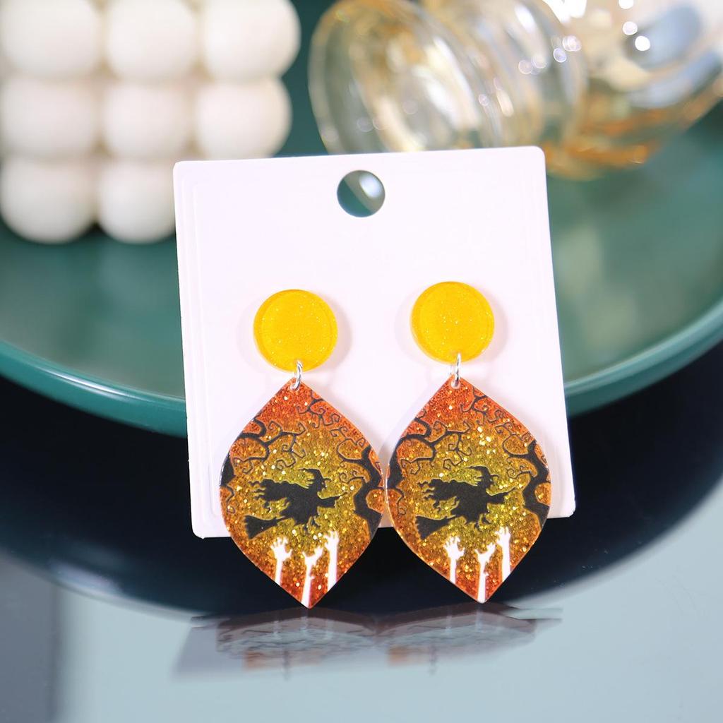 Quirky Halloween Earrings: Cartoon Ghost, Pumpkin, Spider Web, and Cat Designs for Women