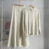 European and American Loose Knit Zip-up Sweater Skirt sets Knited Sweater and Skirt Set
