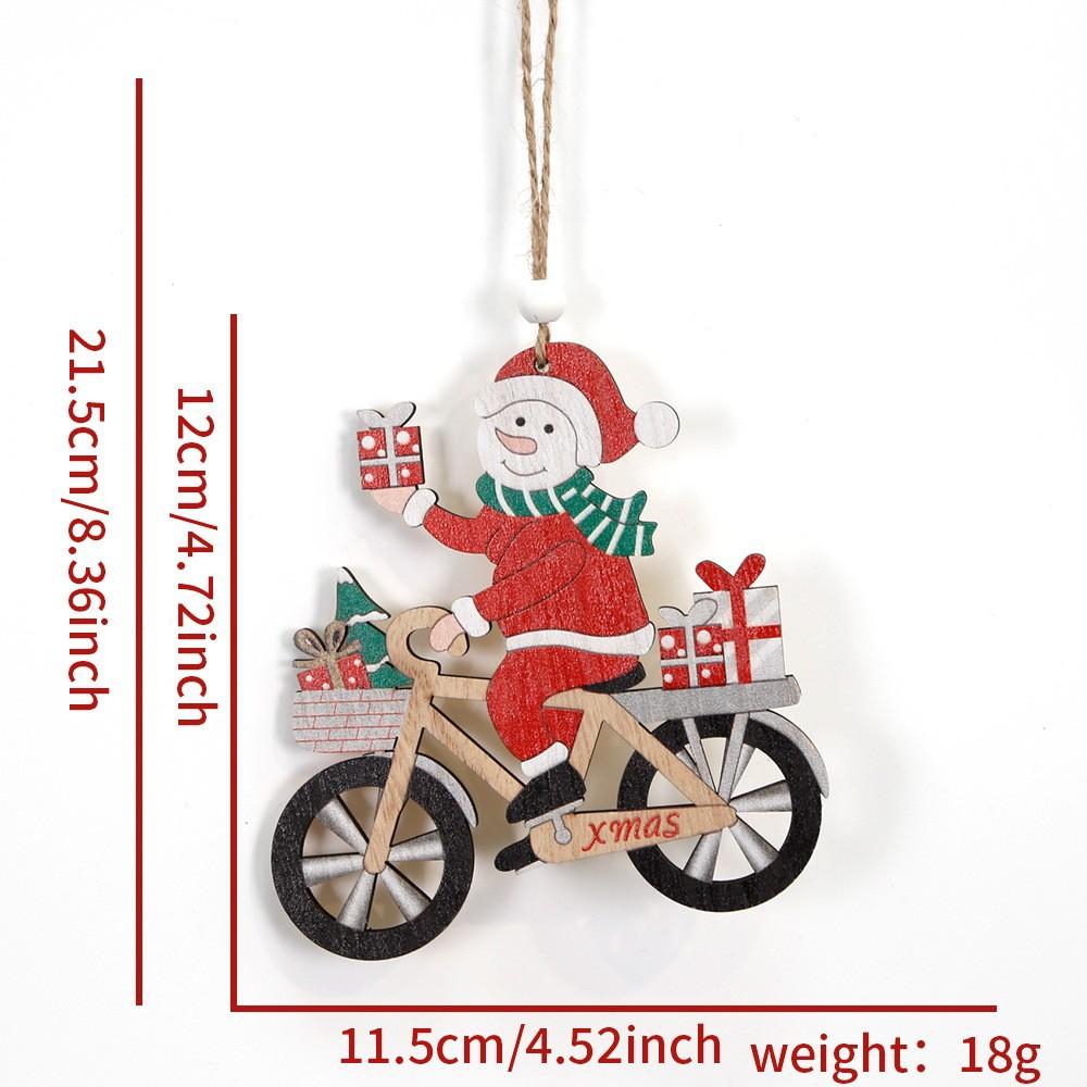 Santa Claus Riding Bicycles Sleds Christmas Wooden Decorations Christmas Tree Hanging Ornaments 2026 New Year Gift