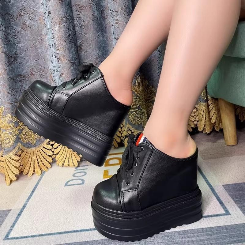 

Модные 14СМ Летние новые полушлепанцы с круглым носком без каблука с внутренней платформой женские кроссовки Дышащий холст Обувь на платформе-клине 34 чёрный