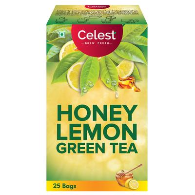 Celest Honey Lemon Green Tea Bags 25 Count Refreshing Daily Brew With Zesty Aroma Individually Wrapped Tea Bags