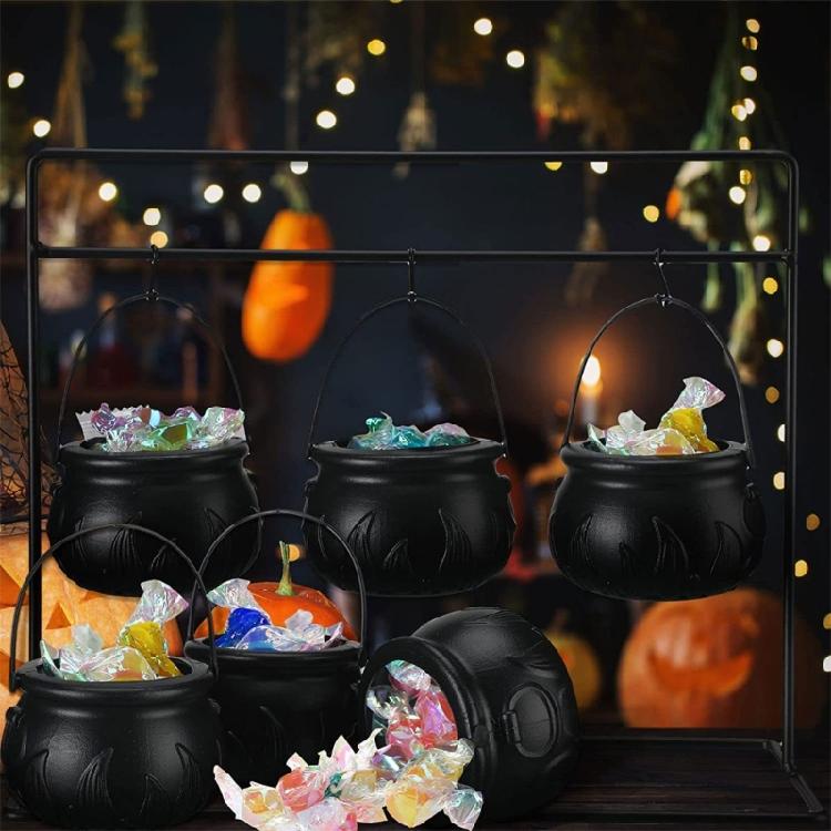 Plastic Halloween Witches Pot Set With Rustproof Metal Stands For Scary Party Centerpieces And Kitchen Decors