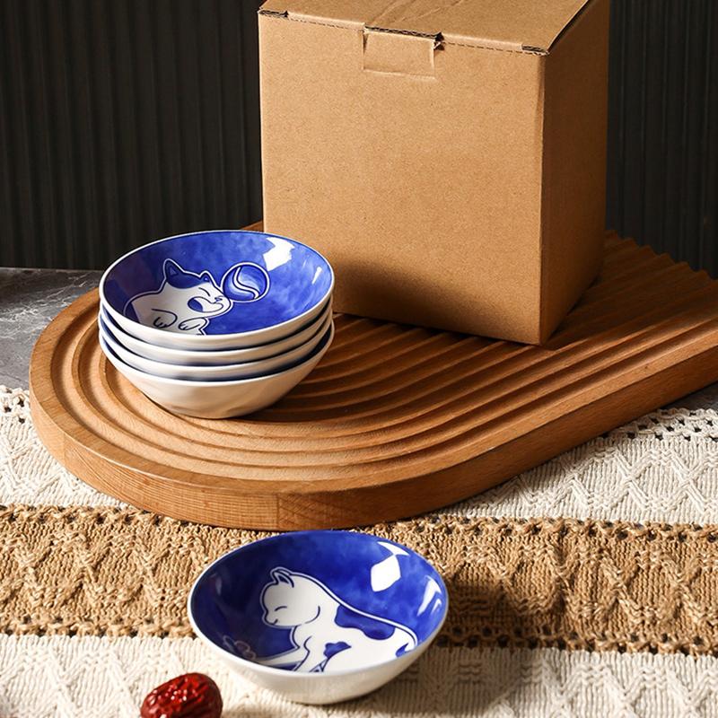 Ins Niedliche Niedliche Katze Geschmacksnapf Keramik Rund Gewürzschale Kinder Cartoon Kreatives Geschirr Essigschale Dip-Schale