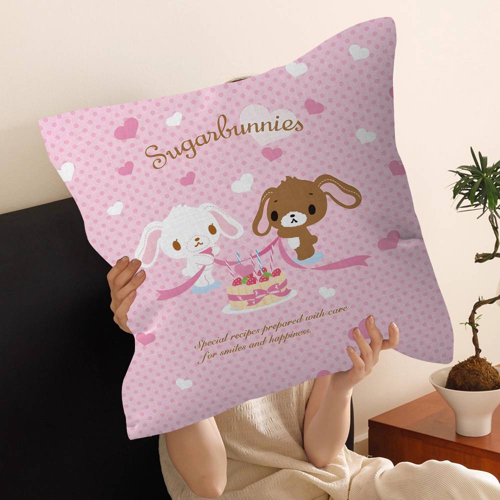 S-Sugarbunnies Office Cushion Pillowcase Car Cushion Cover45X45CM Lumbar Pillowcase Sofa Pillowcover