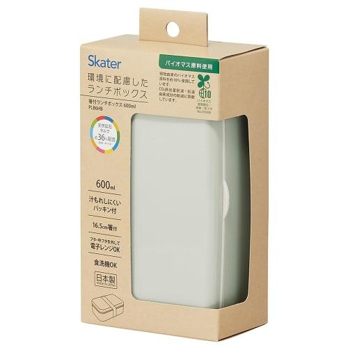 Skater Biomass Bento Box with Chopsticks, 600ml Capacity, Lunch Belt Included, Dishwasher and Microwave Safe, Made In Japan, Sepia Green, PLB6HB