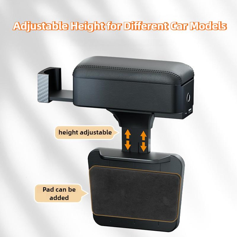 Rechargeable Version Car Armrest Storage Box Adjustable Elbow Support Pad Center Console Organizer Cup Holder