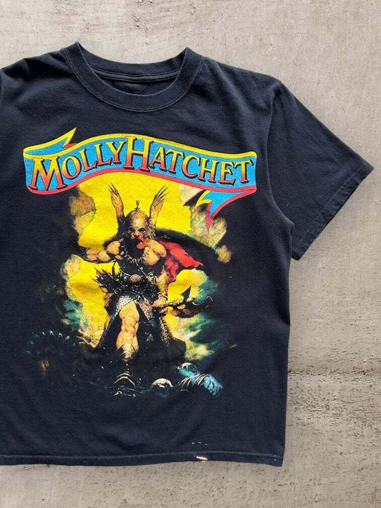 Molly Hatchet Графическая хлопковая классическая футболка унисекс Все размеры BO687 Футболка унисекс XXL