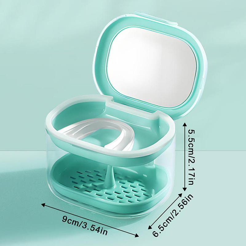 2 In 1 Multi-Layer Denture Retainer Case With Lid No-Leak Denture Bath Box Orthodontic Retainer Braces Storage Soaking Container