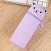 Large Capacity Pencil Case Cartoon Bear Pencil Box with Suction Cup Silicone Pen Bag for Students Teens Girls Boys
