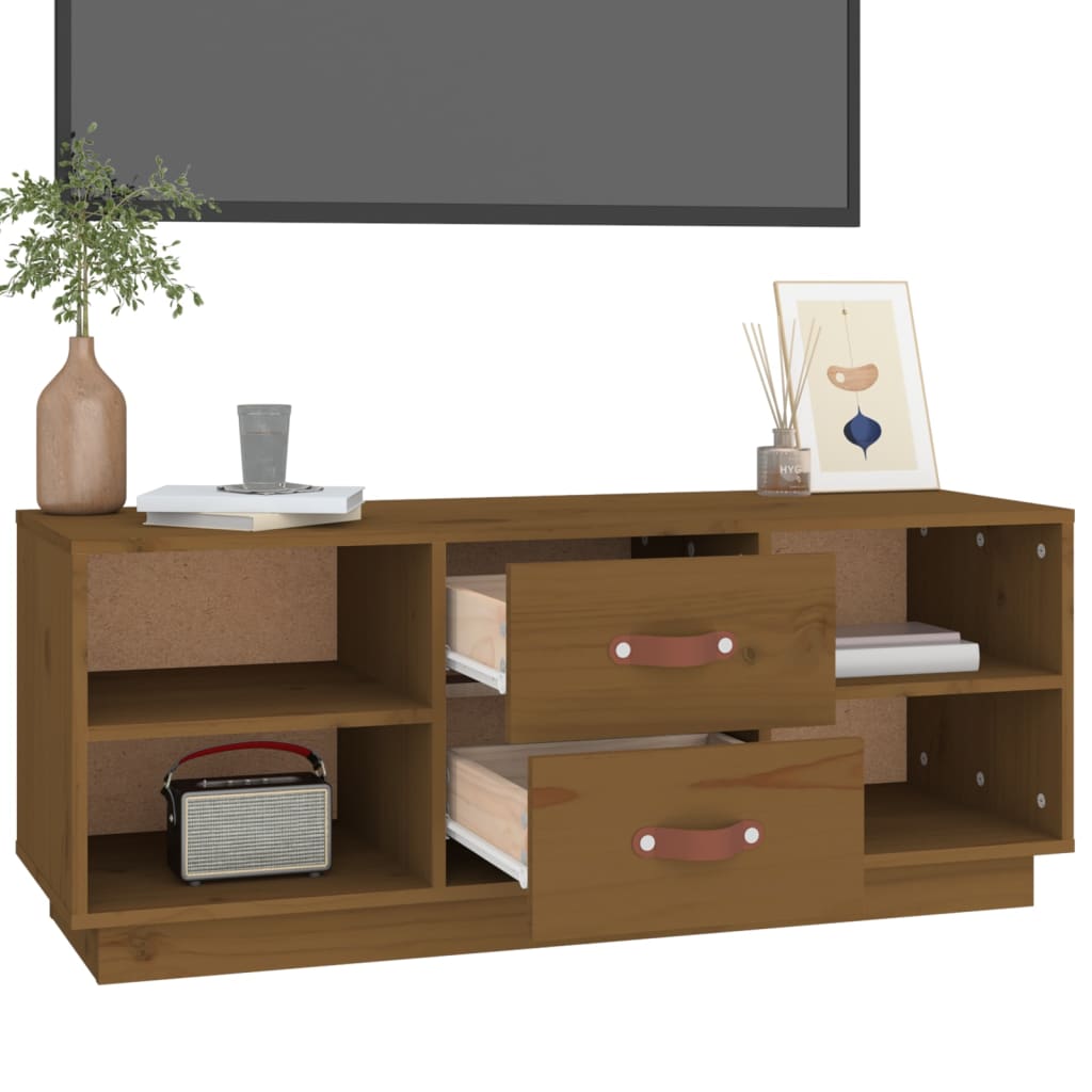 Vidaxl Szafka Pod Tv, Miodowy Brąz, 100X34X40 Cm, Lite Drewno Sosnowe