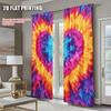 2Pcs Contemporary Polyester Material Tie Dye Heart Window Curtains Rod Pocket Window Drapes For Bedroom Living Room Study