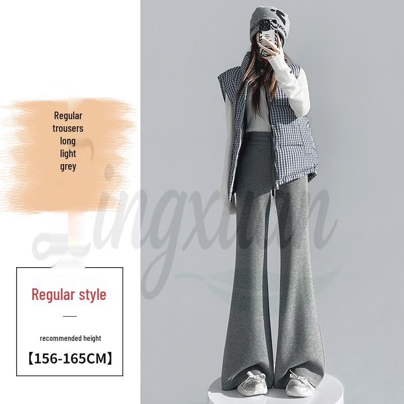 2026 Autumn/Winter Women s Velvet Acetate Wool Wide-Leg Flare Pants XL