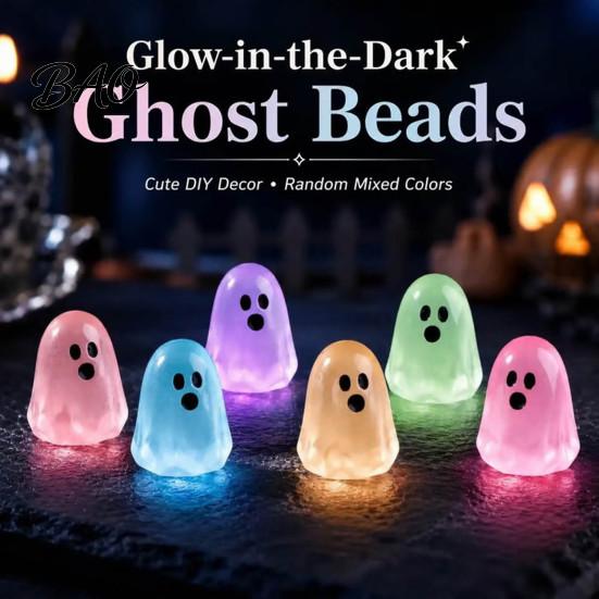 Halloween Gift Ideas for Kids Glow in The Dark Ghost Figurines, Cute Resin Bead Set Fun Festive Desk Accessories Decoration, Mini Colorful Tiny Statue