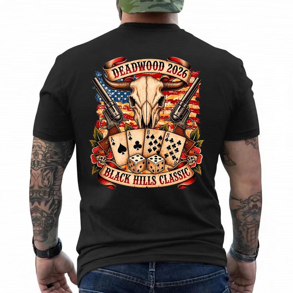 Deadwood Black Hills 2026 Motorcycle Strgis Classic Skull T-Shirt M