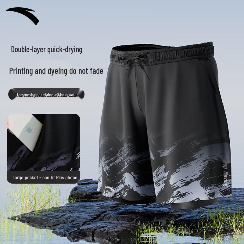 Anta Men's 2025 Double-Layer Quick-Dry Swim Trunks