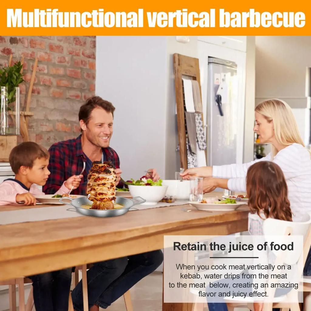 BBQ Vertical Meat Skewer Stainless Steel Roasting Meat Spit Skewers Brazilian Spikes Barbecue Grilling Rack Kitchen Accessories