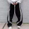Loose Fit Sweatpants with Drawstring Waist and Side Stripe for Men and Women Casual Sportswear Trousers