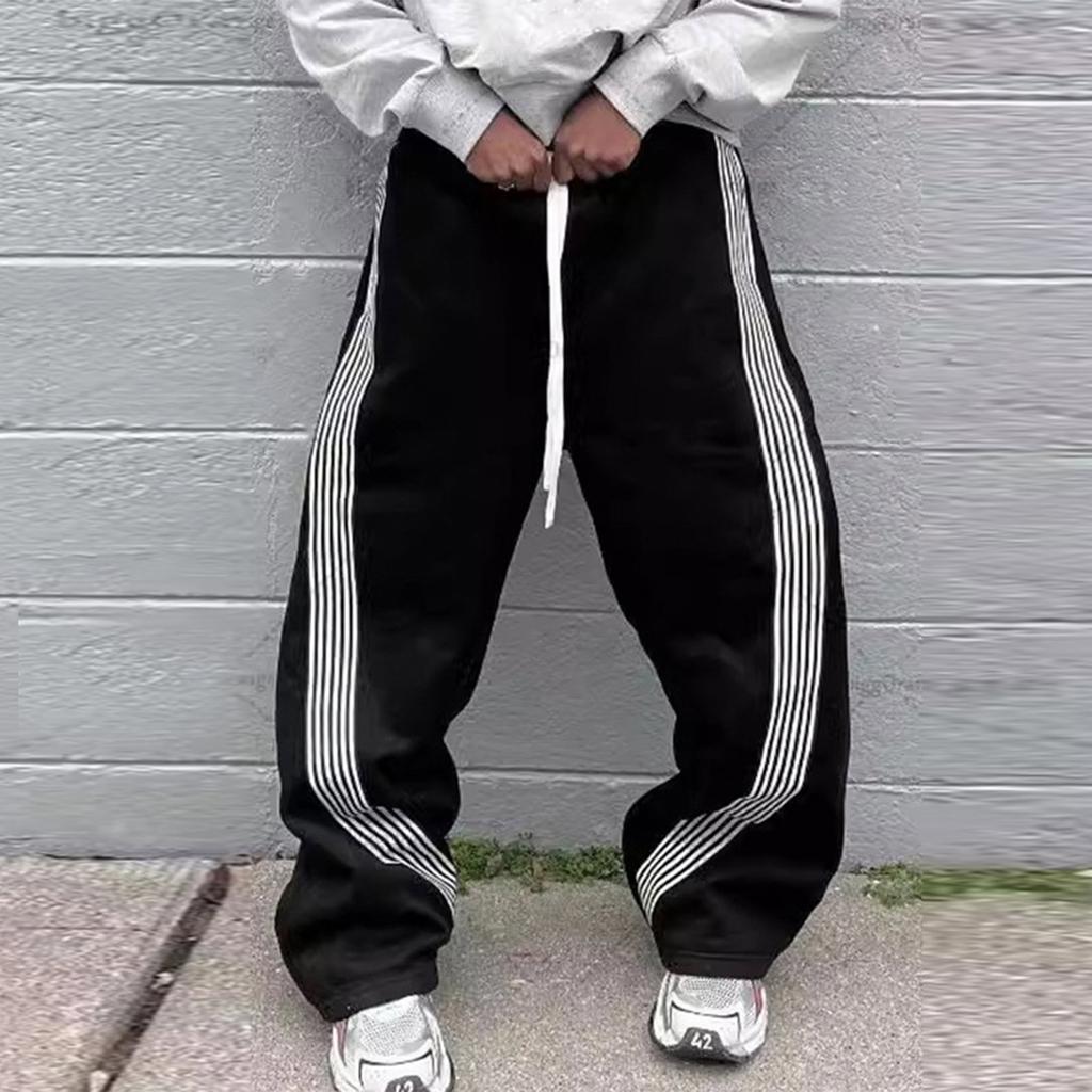 Loose Fit Sweatpants with Drawstring Waist and Side Stripe for Men and Women Casual Sportswear Trousers