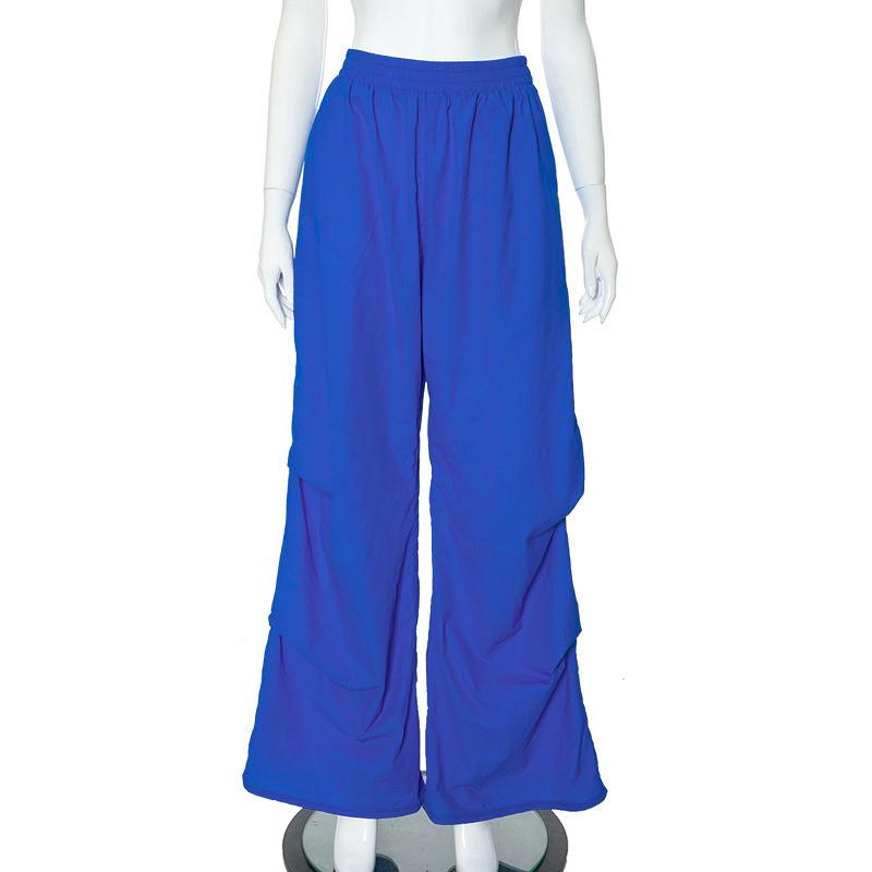 Women's Plus Size Solid Color Straight Leg Work Pants Pocket Elastic High Waist Casual Pants