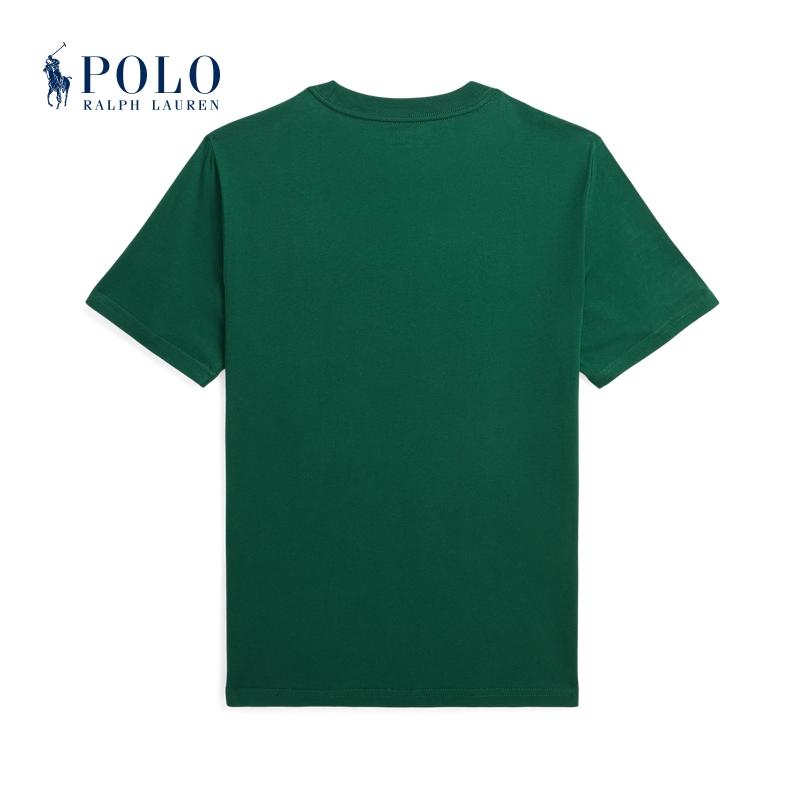 Polo Ralph Lauren T-Shirt Ss24 Digital Patch Plain Knit Crew Neck Short Sleeve New Forest Green Kids Tops CWPOTSHY8020828-300