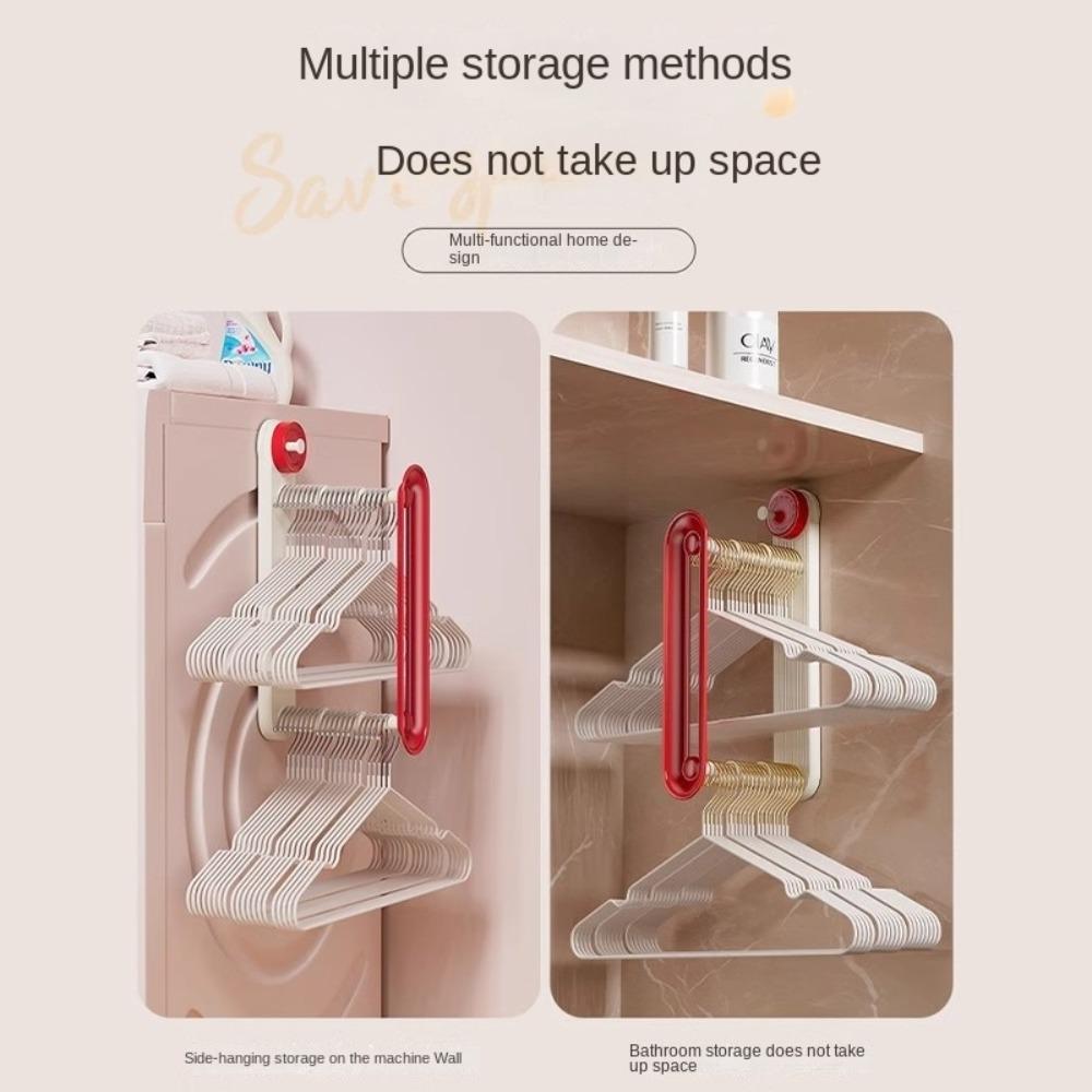 Telescopic Clothes Hanger Rack Suction Cup Extendable Hanger Stacker Hanger Storage Artifact