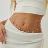 Mehrlagige Seestern Muschel Taillenkette Trendige Imitationsperle Sexy Bikini Goldfarbene Bauchkette für Frauen Mädchen Körperschmuck Geschenke
