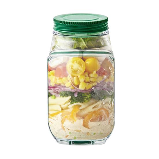 Salad Jar with Side Door Opening Integrated Seasoning Bowl Large