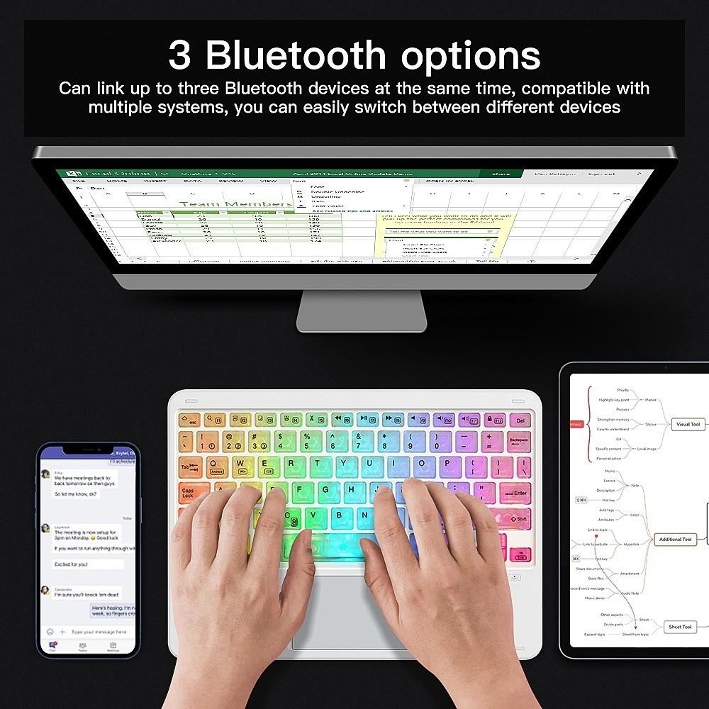 Colorful Luminous Bluetooth Keyboard Backlit Portable Keyboard Wireless Keyboard  Notebook