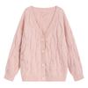 Autumn Cardigan Women Sweater Knitting Basic Fashion Long Sleeve Loose Casual Pink Coat
