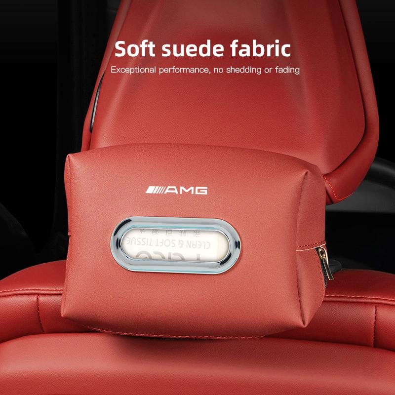 Car Seat Back Tissue Box Auto Leather Tissue Holder For Mercedes Benz AMG Smart W205 C300 W203 W206 W108 W124 W126 Keychain