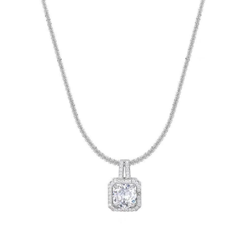Gift Square Square Necklace Sparkling Elegant Jewelry Moissanite Necklace Women