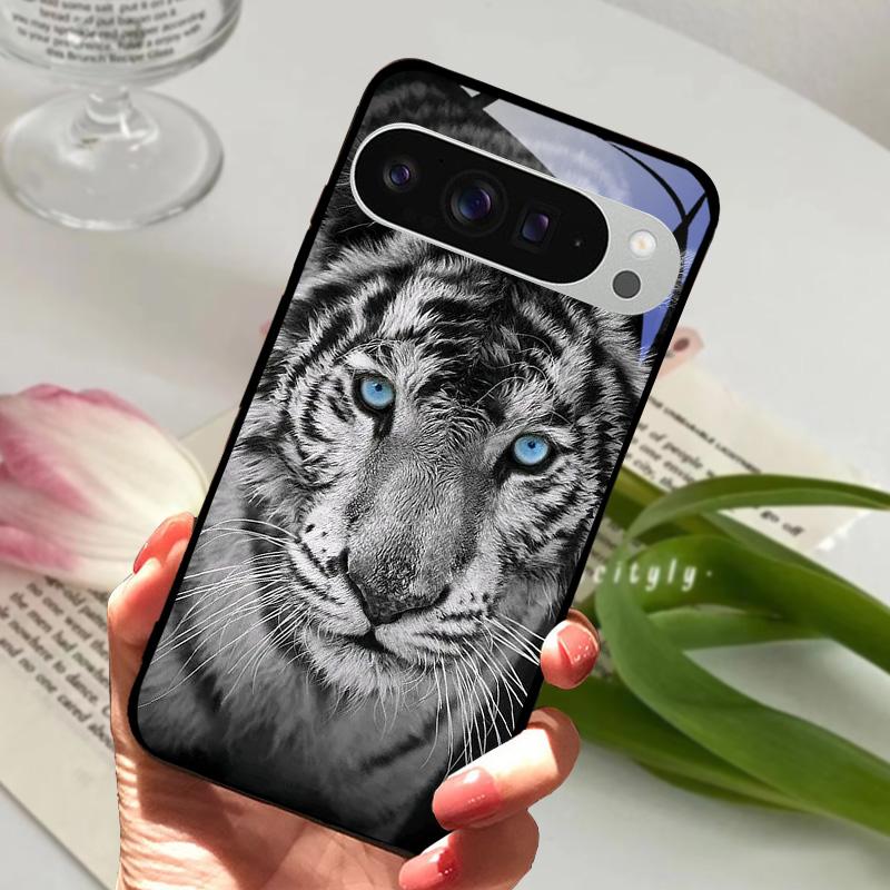 For Google Pixel 9 Pro XL Case Pixel9 Cute Animal Tempered Glass Phone Cover For GOOGLE PIXEL 9A Glass Protective Fundas Cases