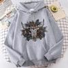 Women's Fall Winter Trendy Hoodies Clothes 90s Y2k Graphic Hooded Gothic Vintage Bull Skull Printed Sweatshirts Pullovers Female