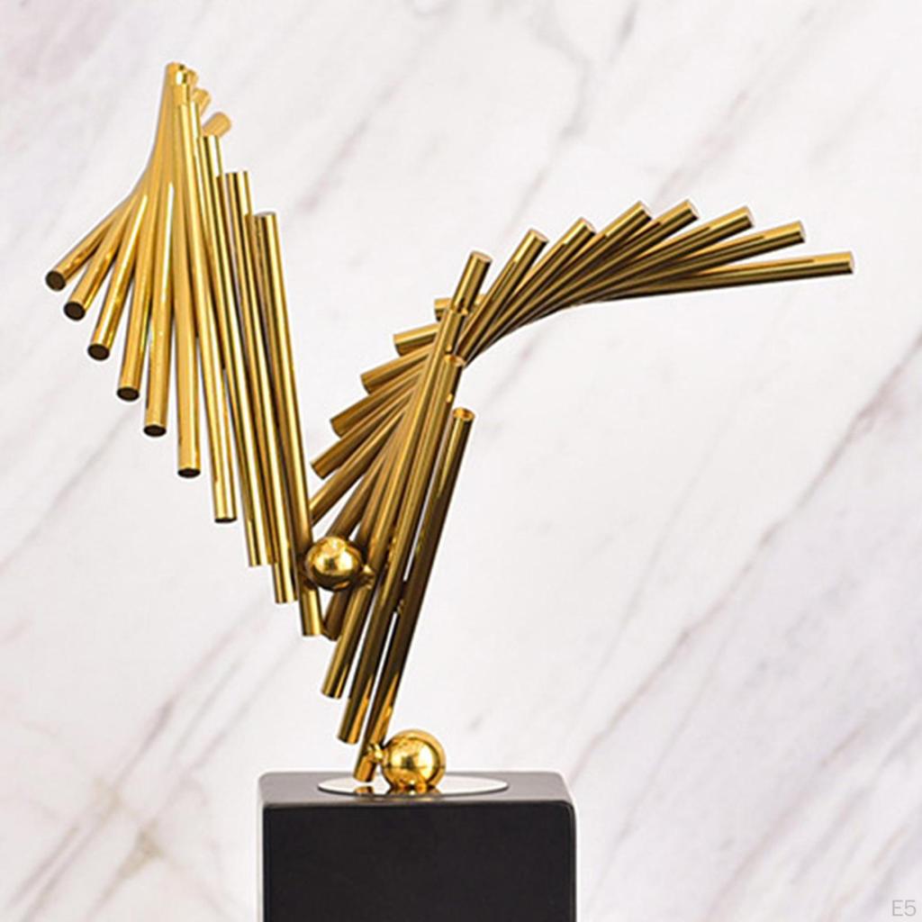 Geometric Figurines Home Decoration Novelty Feng Shui Golden Statue Ornaments for Desk Bookshelf