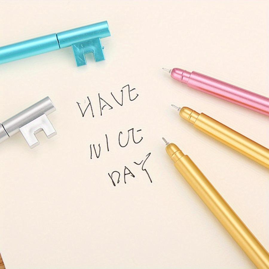 6pcs Creative Stationery Key Shape Gel Pen Cute Cartoon Office Retro Water-based Signature Pen