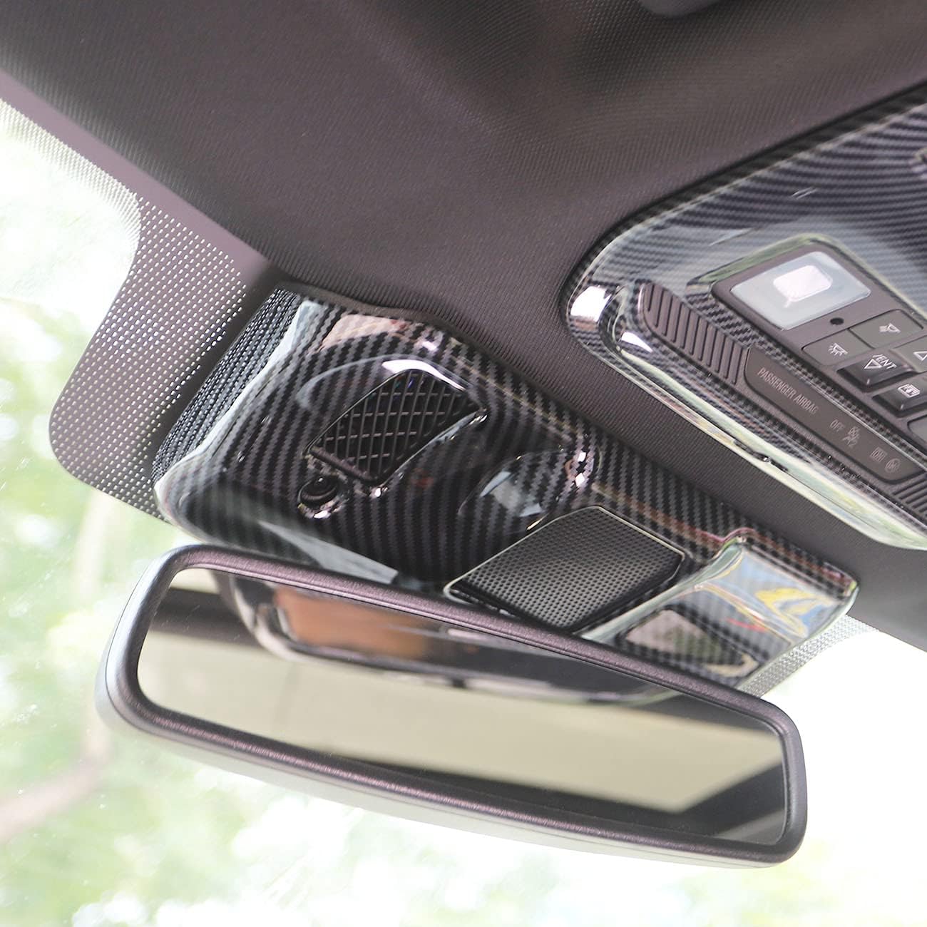

Korlot Carbon Fiber Inner rearview mirror bracket panel cover trim Accessories for Ford F150 2021+