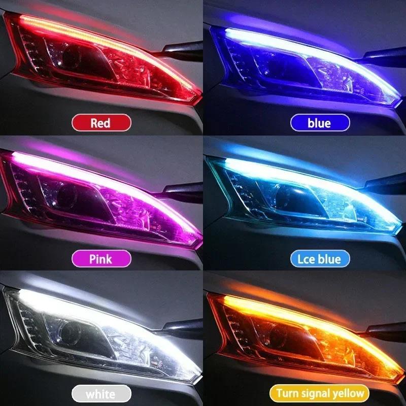 2pcs Car LED Daytime Running Lights - DRL + Flowing Turn Signal Strips, IP67 Waterproof Car Lights - Universal Fit