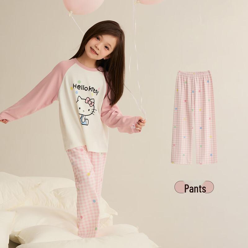 Chenchenma Pink Bubble Girls  Hello Kitty T-shirt & Pants Set 100