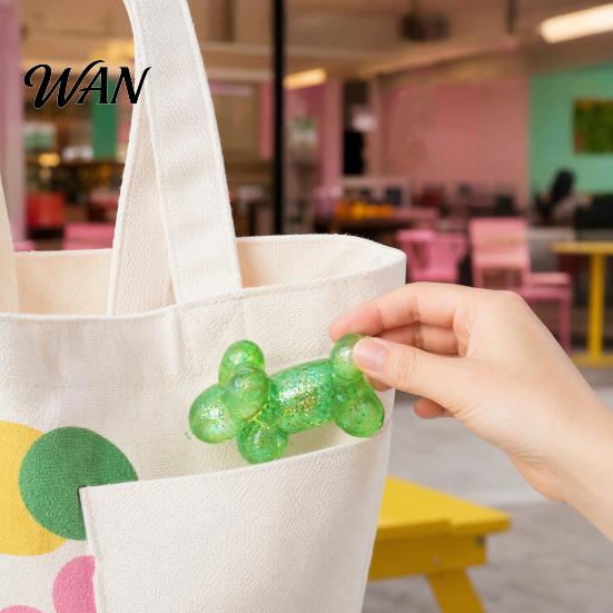 Kids Stress Relief Toy Glitter Balloon Dog Squeeze Toy, Transparent Sensory Soft Stretchy Animal Shape Fidget for Home Office Classroom