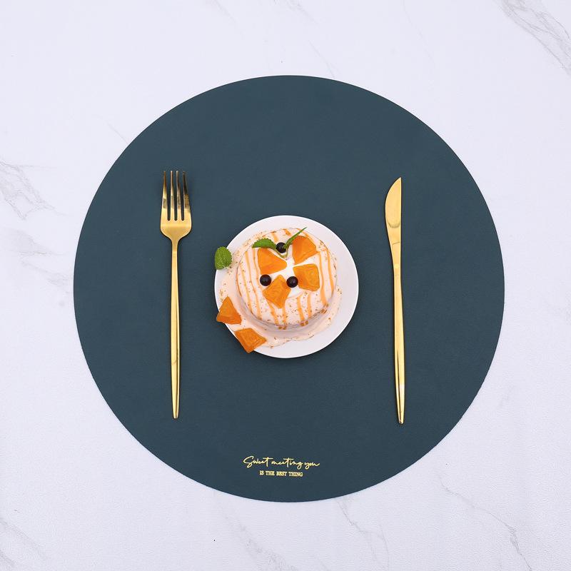 Round placemat table mat leather western food mat thermal insulation mat cloth Nordic household bowl coaster anti-scalding leather placemat